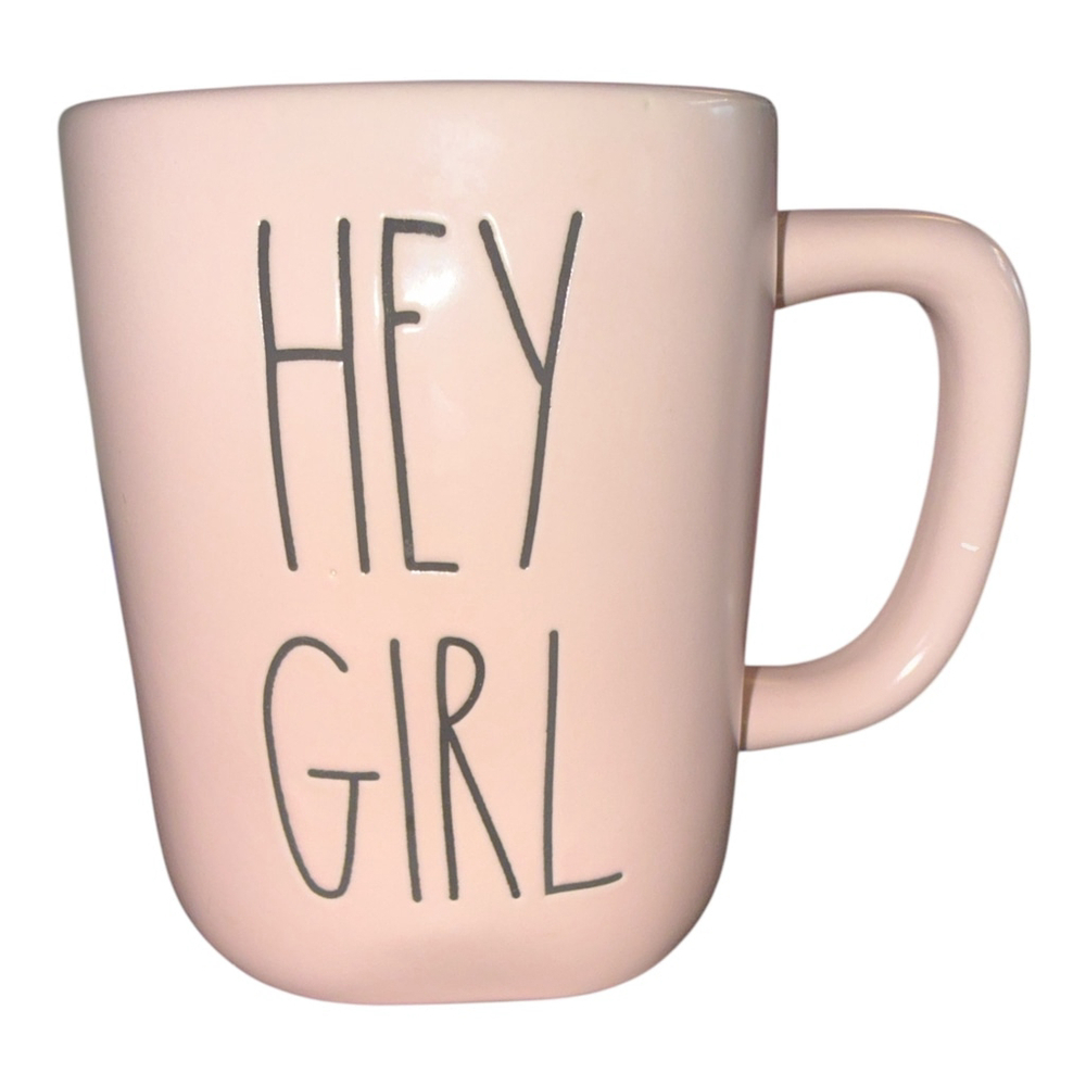 Rae Dunn Hey Girl Mug, Pink, 16 oz, Farmhouse Style